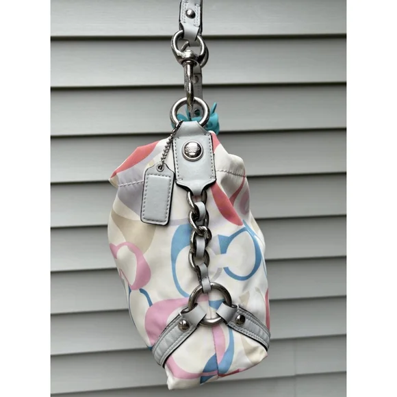 Y2K COACH RAINBOW C CHUNKY SHOULDER BAG Pastel Pink Lining - Picture 4 of 9